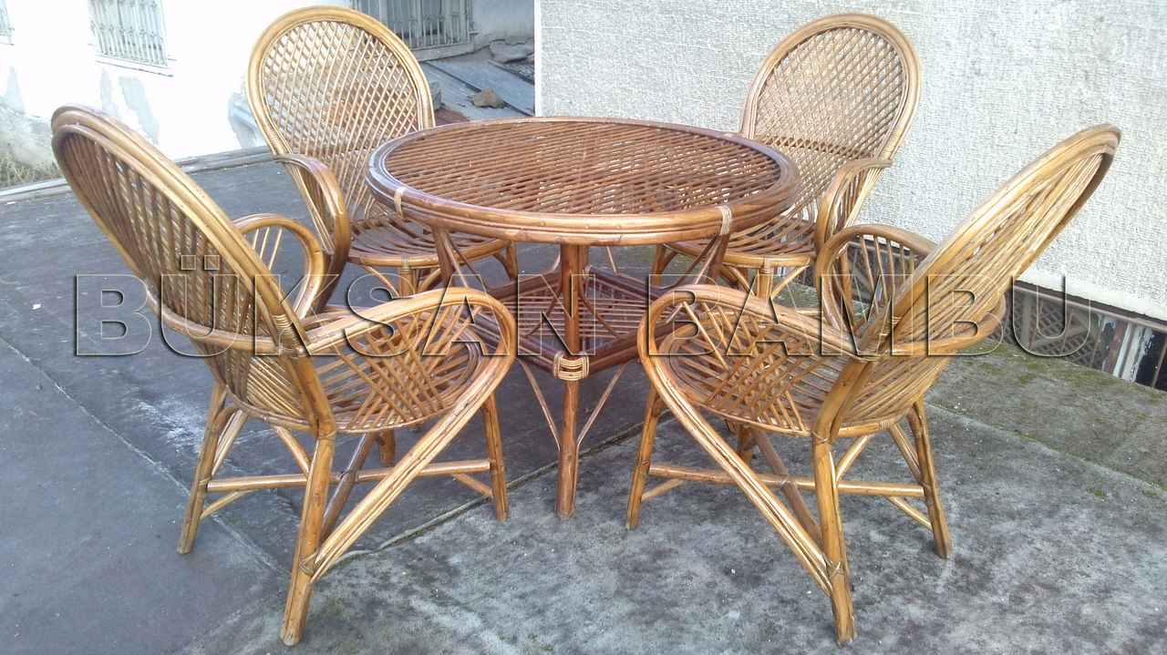 Bambu Yemek Masası Takımı
