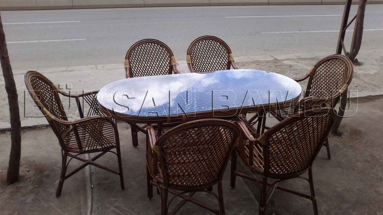 Bambu Yemek Masası Takımı